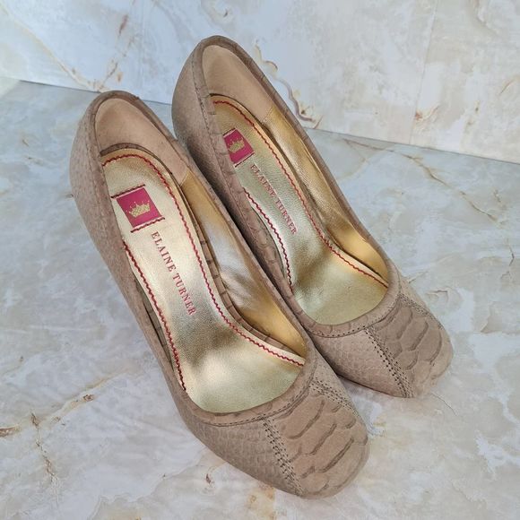 Elaine Turner Renee Metallic Sueded Closed Toe Pumps Size 6 - Picture 5 of 7
